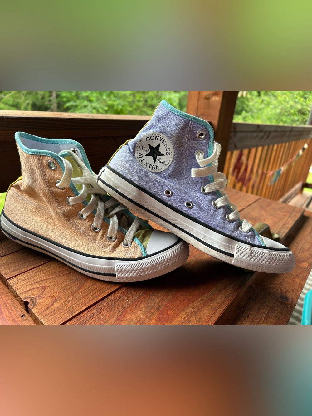 Women’s Size 7 / Men’s 5 - Converse High Top Tie-  - Lavender, Peach, Yellow